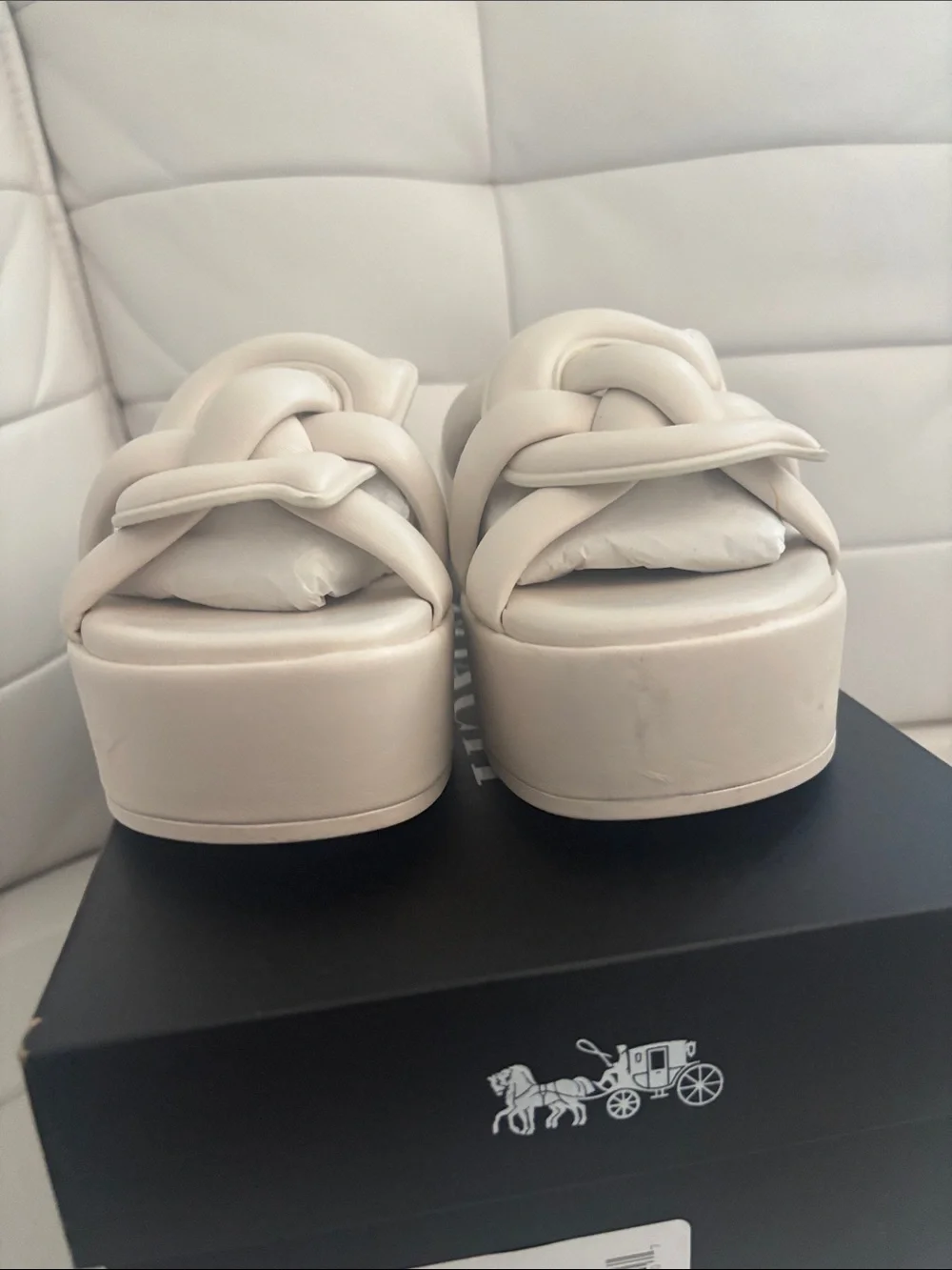 Coach Cream Knotted Slide Mules - Picture 4 of 9